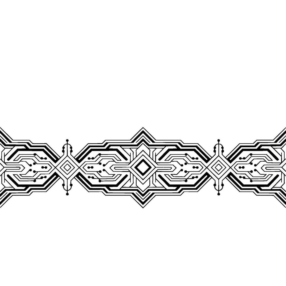 Geometric Tech Border , Black on White, Minimalist, Modern vector