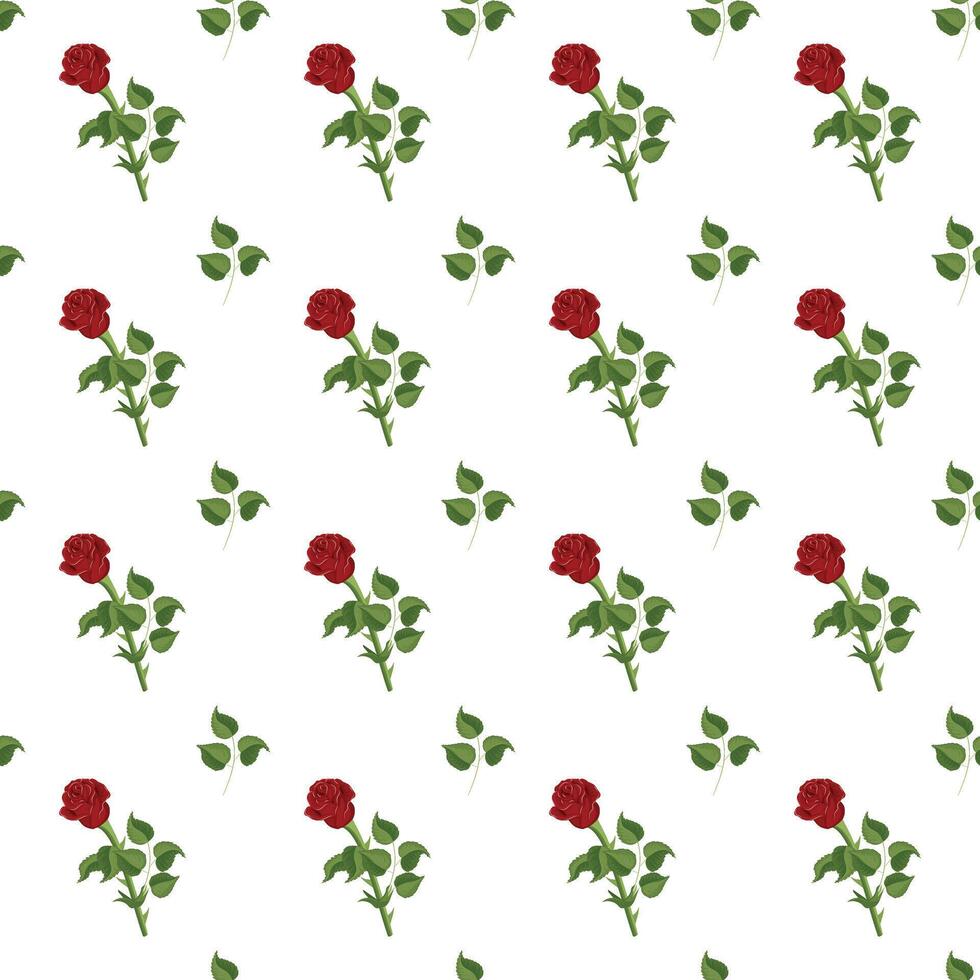 Rose with flowers and leaves. Seamless pattern. vector