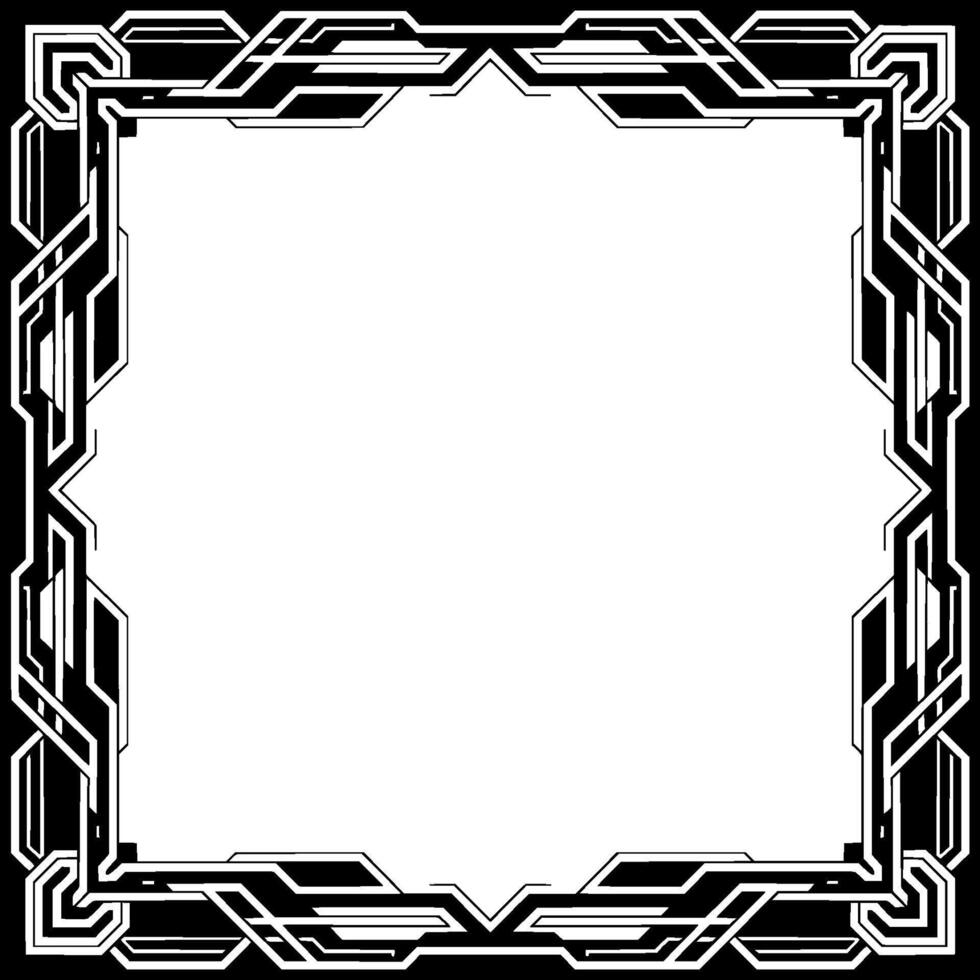 Geometric Frame Futuristic Black White Border, Space for Text vector