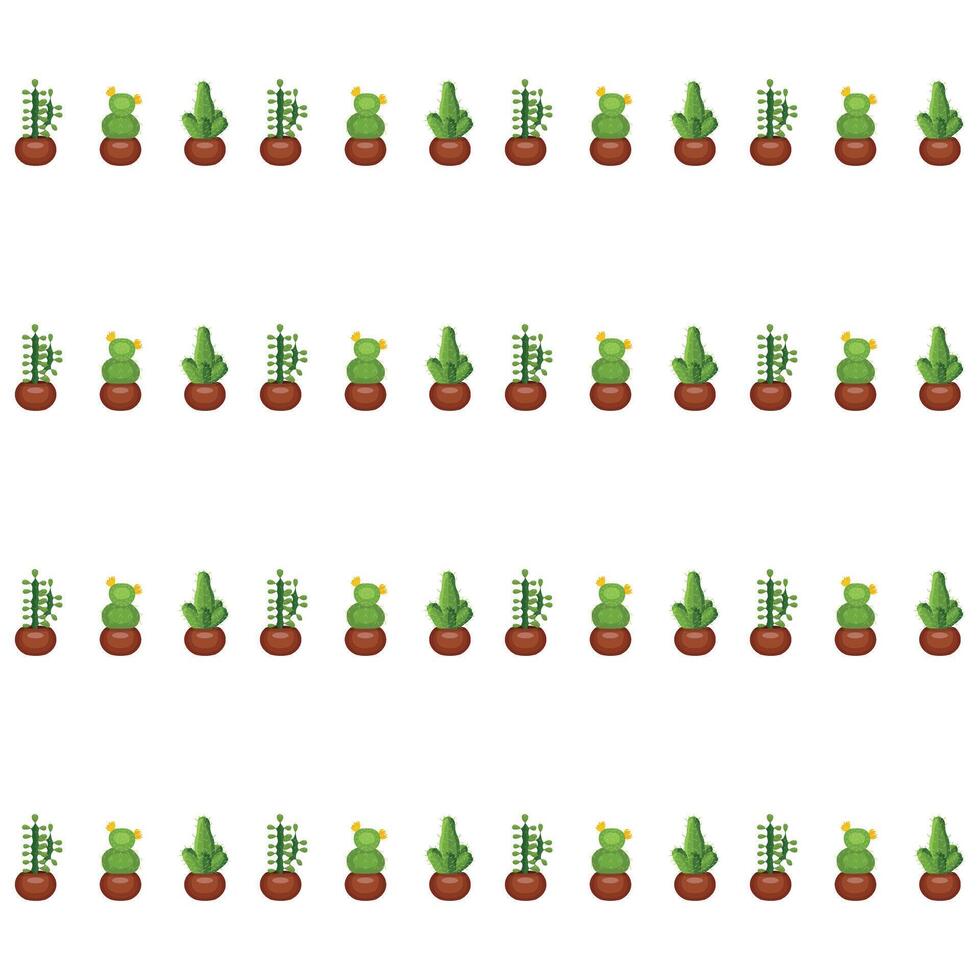 Horizontal pattern of cacti. Seamless pattern. vector