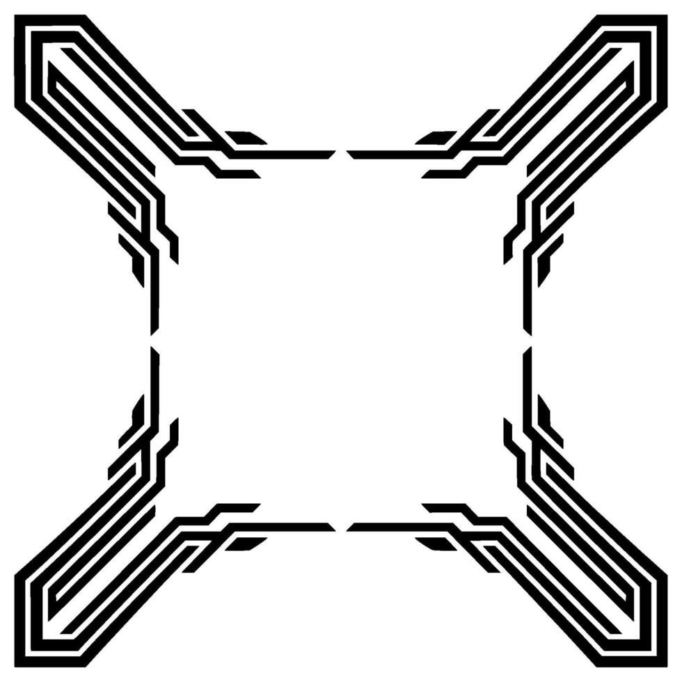 Geometric Frame With Rays Minimalist Black and White vector