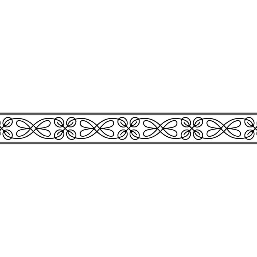 Elegant Linear Border Black Floral Pattern on Neutral Background vector