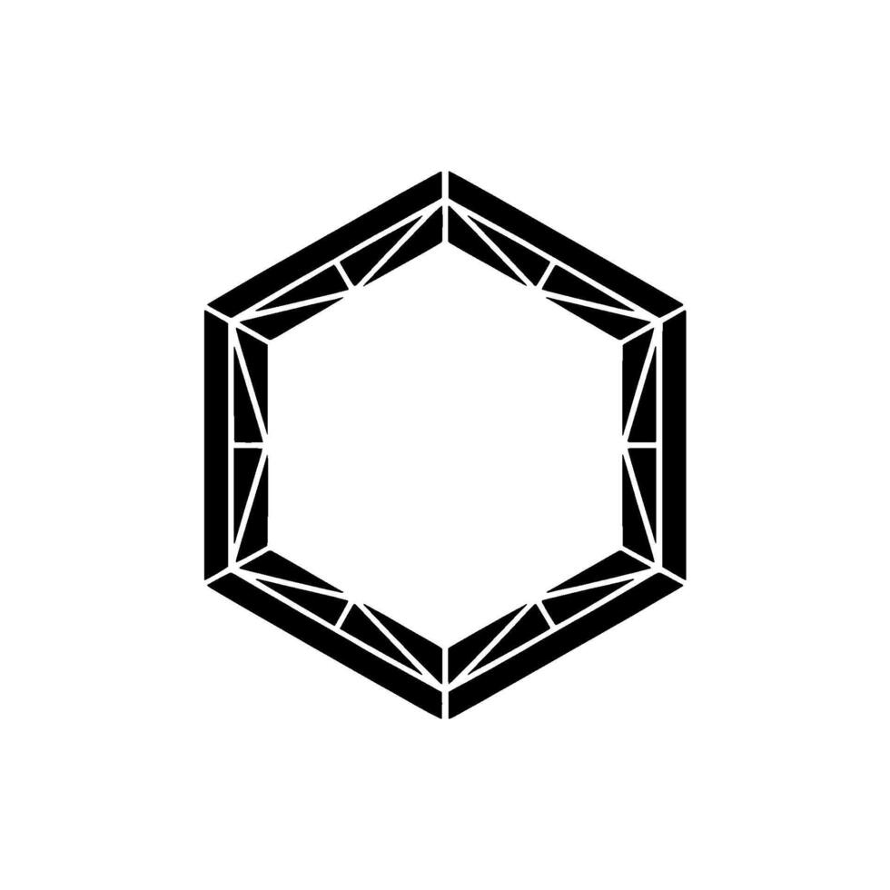 Geometric Black Hexagon Minimalist on White Background vector