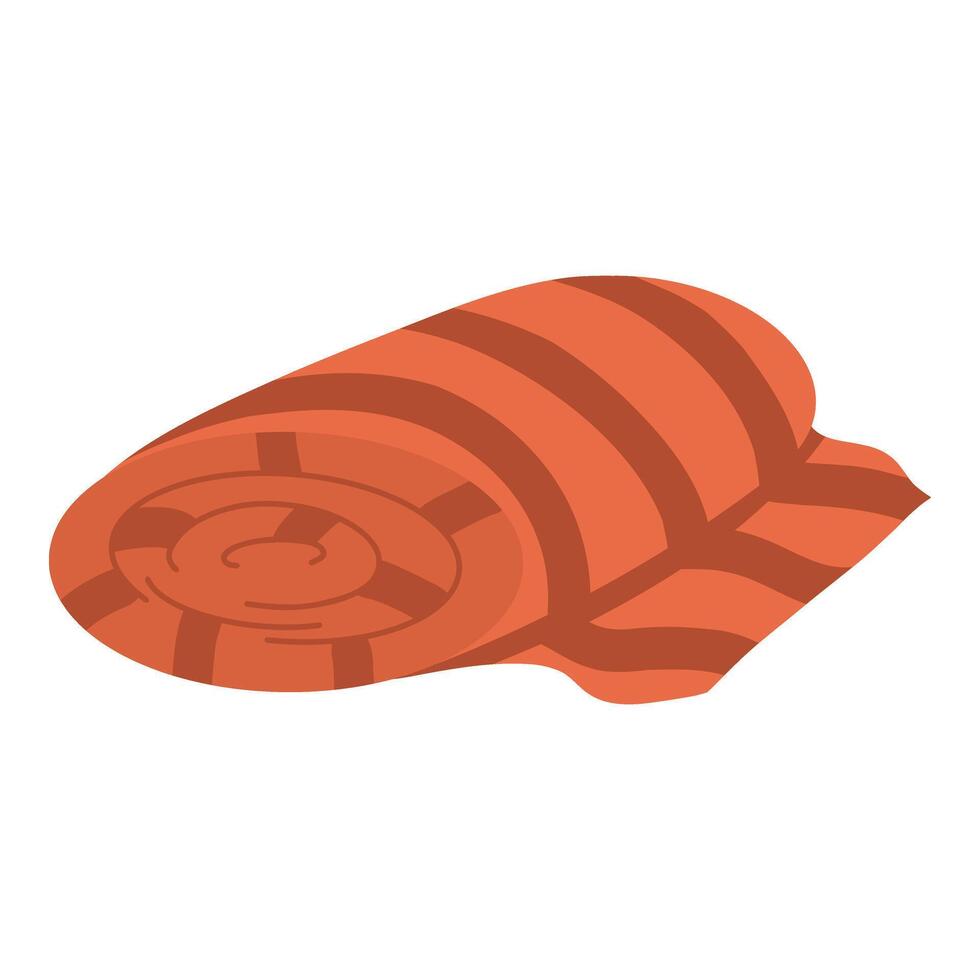 Hand drawn rolled red towel with stripes illustration vector