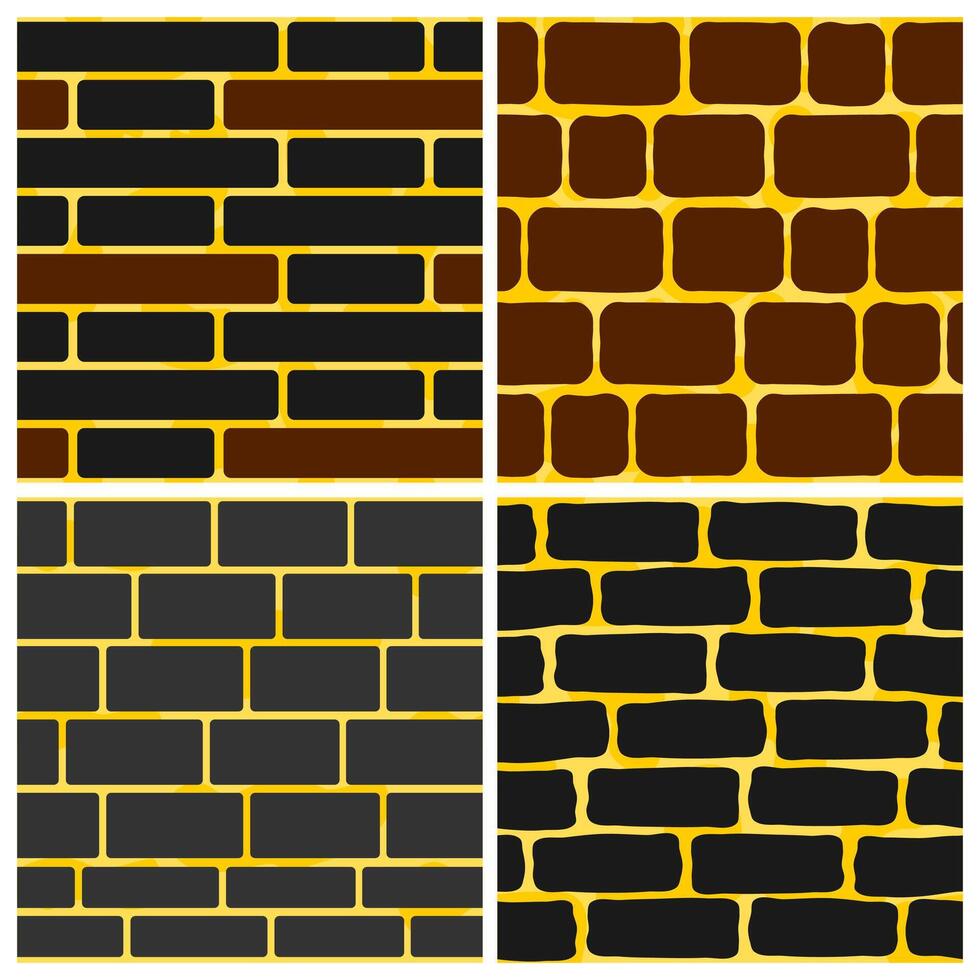 high quality collection of seamless black brick wall patterns, designed in clean format for endless creative possibilities vector