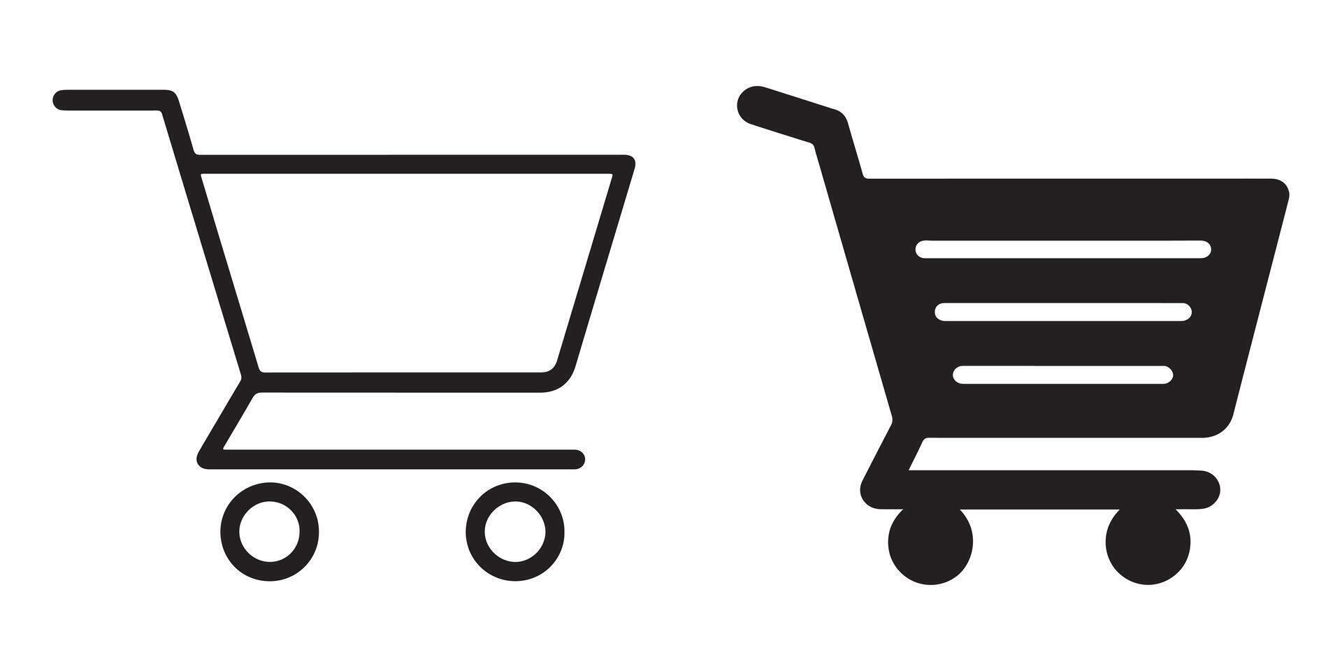 Simple Line and Solid Shopping Cart Icons Minimalist Design for E-commerce Websites and Apps - Professional digital artwork with vibrant colors and detailed composition vector