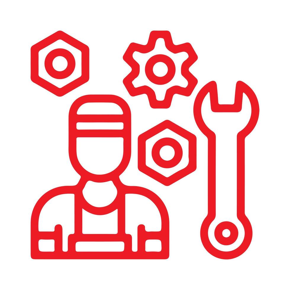 Funny cartoon mechanic robot with heart icon set design concept illustration vector