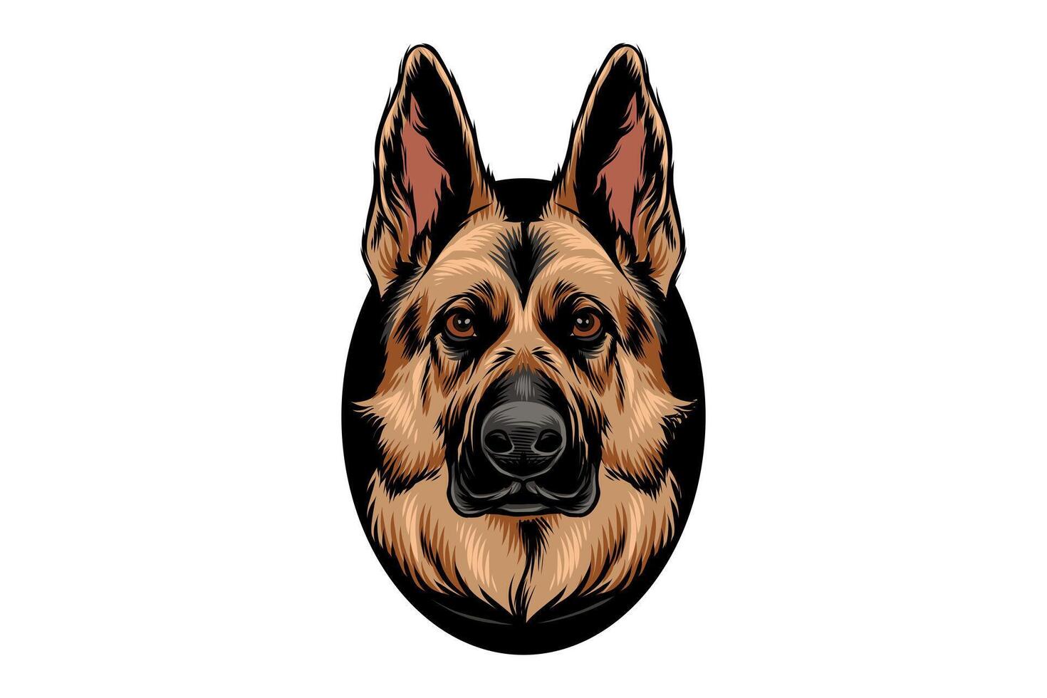 colored illustration of a German Shepherd dog vector