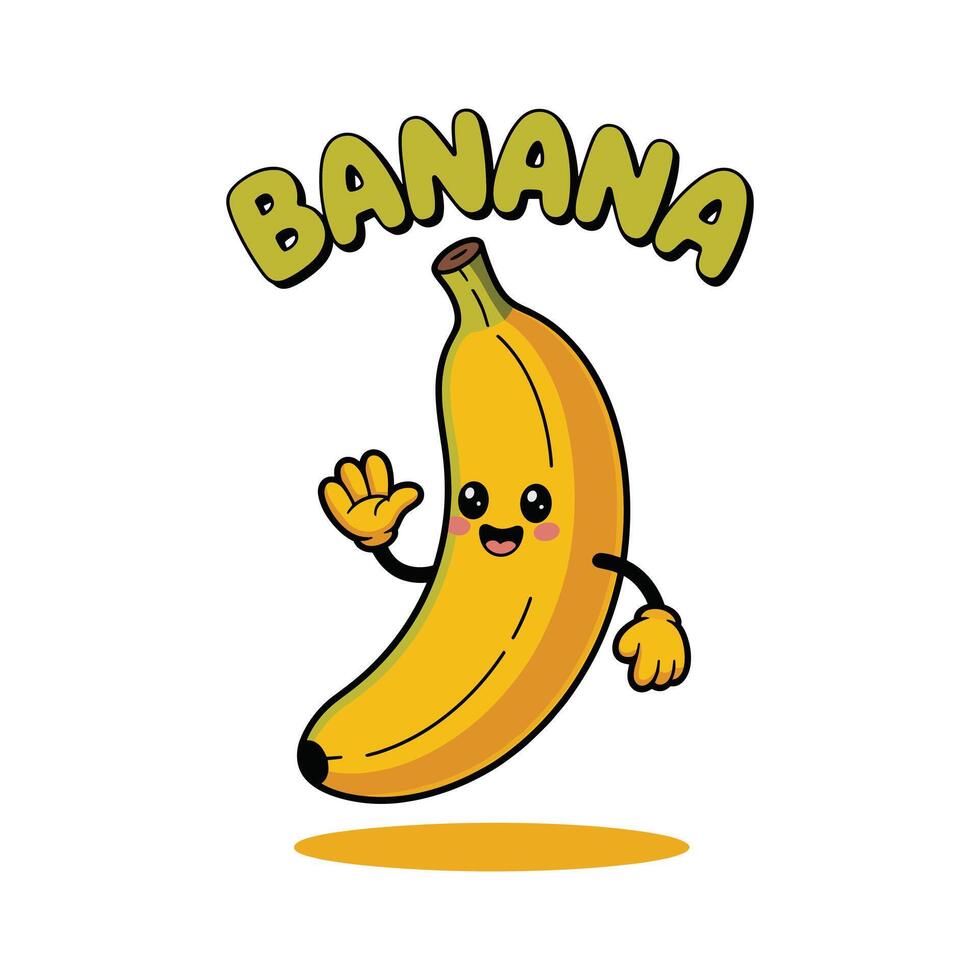 Happy cheerful Banana Character illustration isolated on white background vector