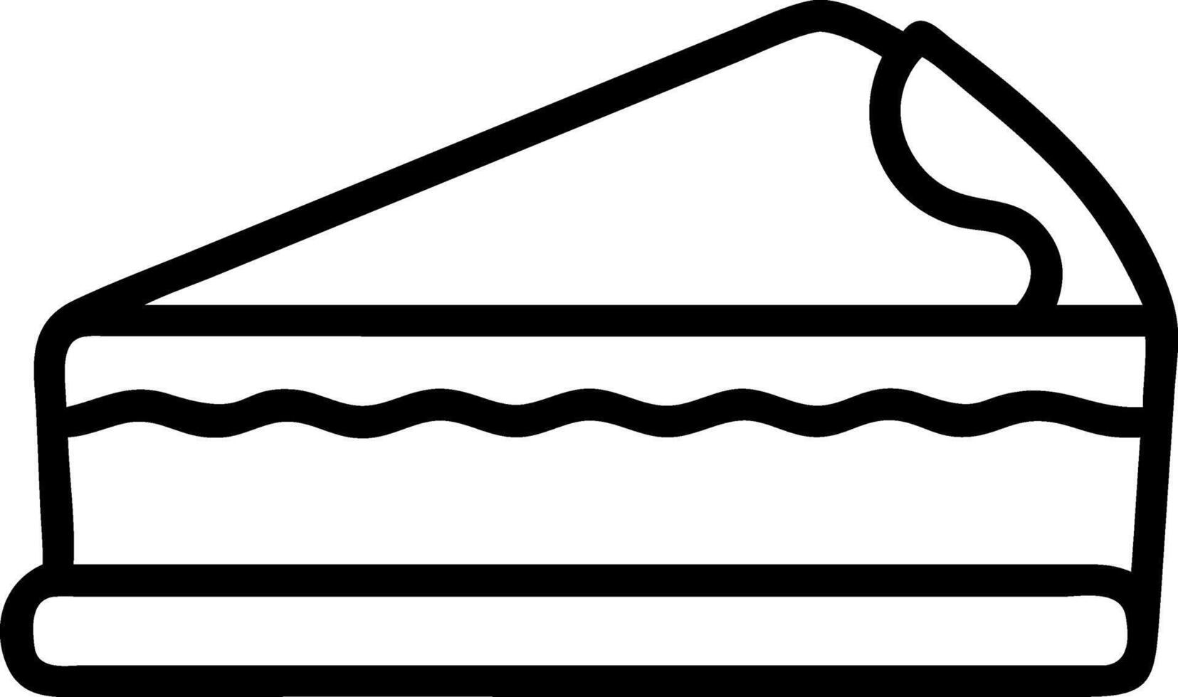 Slice of Creamy Cake Simple Outline Illustration vector