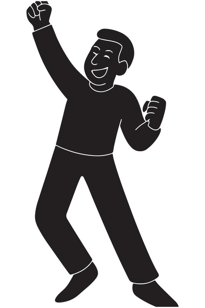 Silhouette of a man doing a fist pump with full-body energy vector
