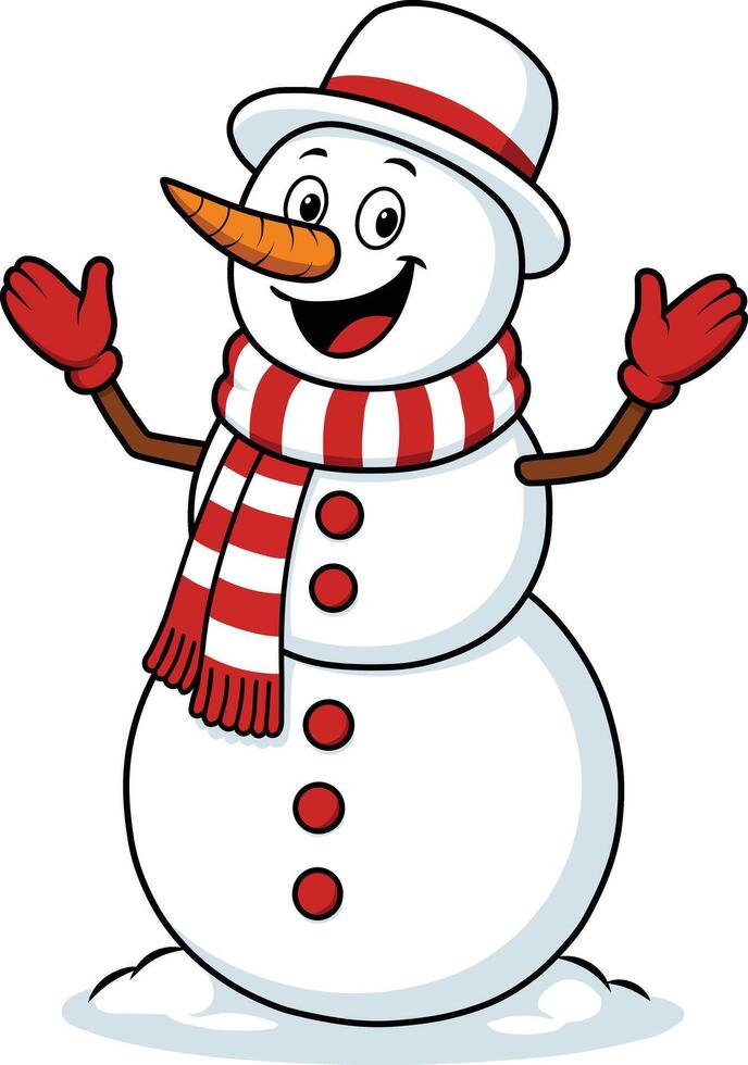 Cartoon Illustration of a Cheerful Snowman vector
