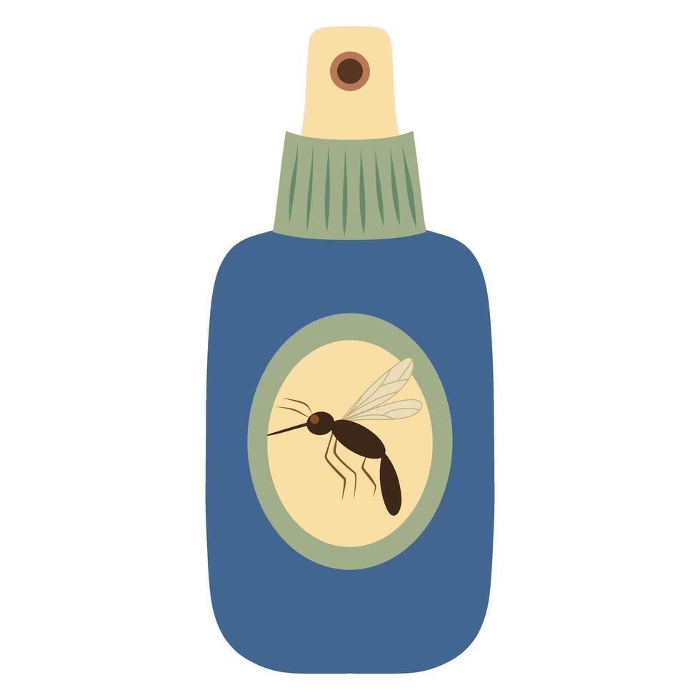 Hand drawn Mosquito insect repellent bottle on a white background, anti mosquito spray illustration vector
