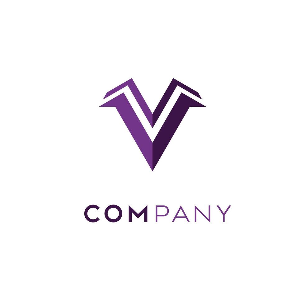 V letter logo with minimalist abstract style vector