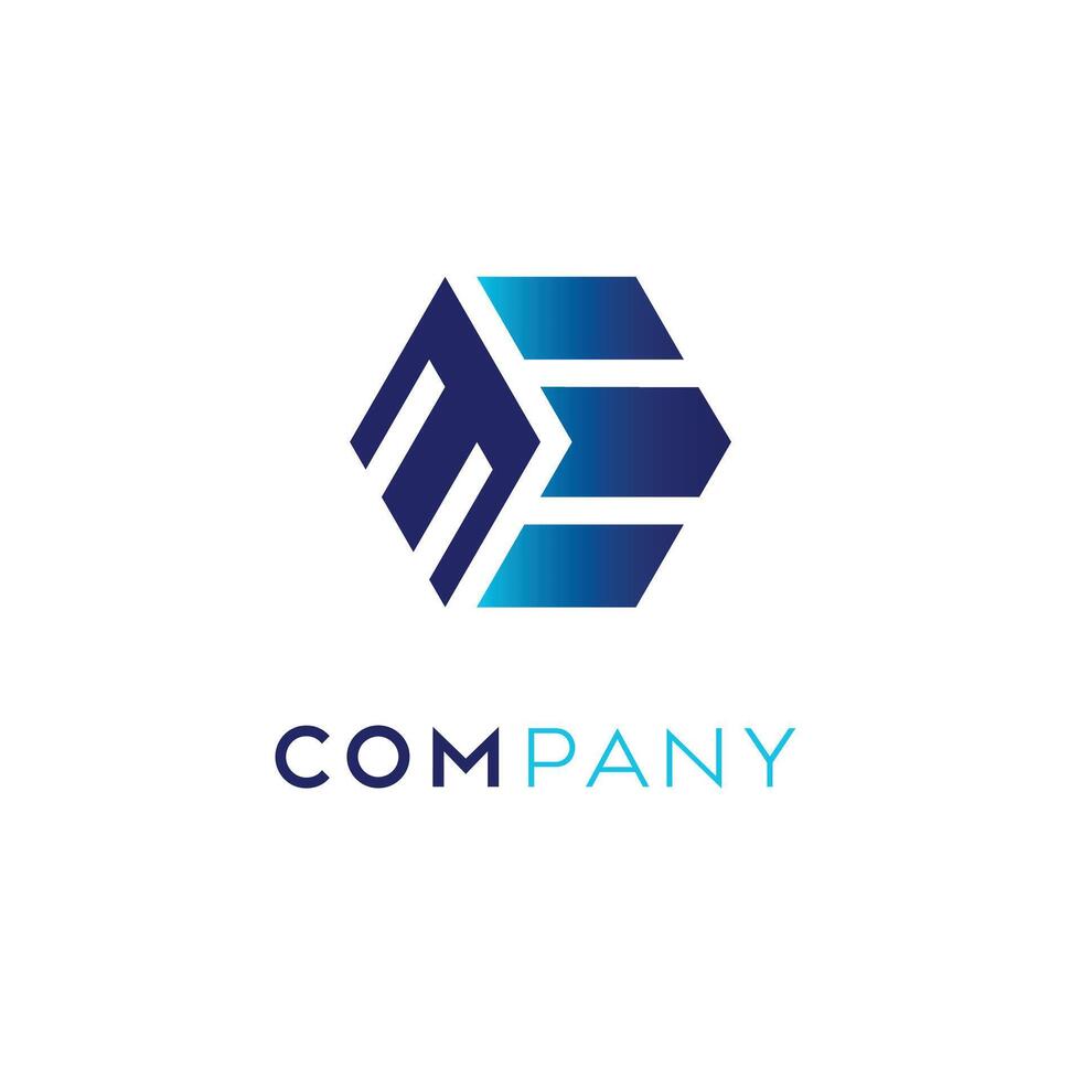 ME letter logo in isometric style vector