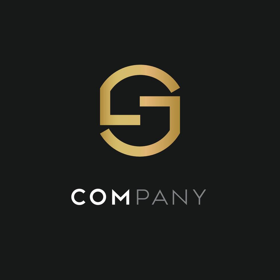 GS logo with abstract style in gold color vector