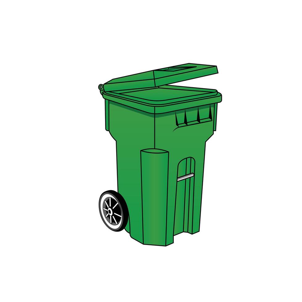 trash can with open lid vector