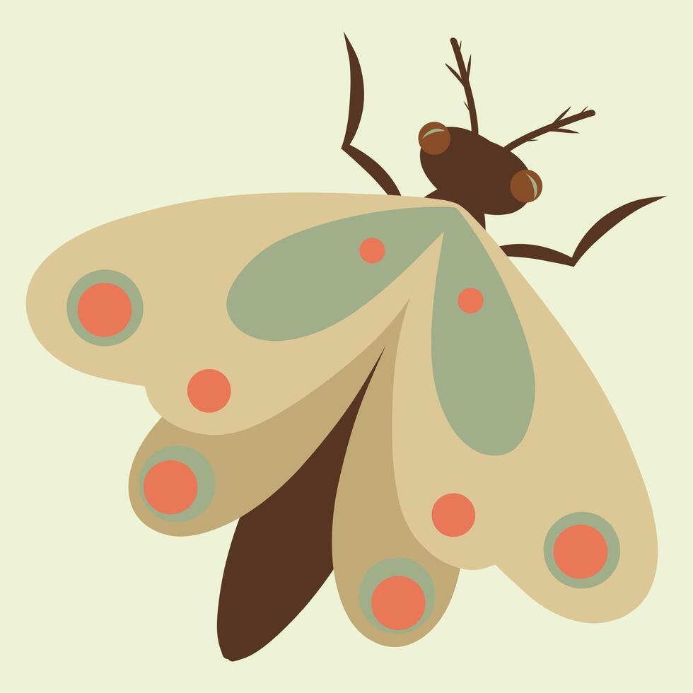 Hand drawn moth on a cream background. Drawing of a moth insect, illustration vector