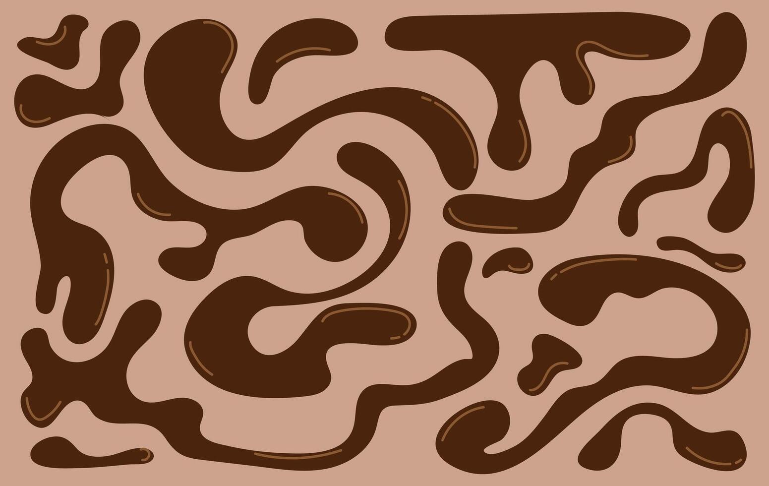 Set collection of liquid abstract hot chocolate blob shapes. elements bubbles drops isolated illustrations vector