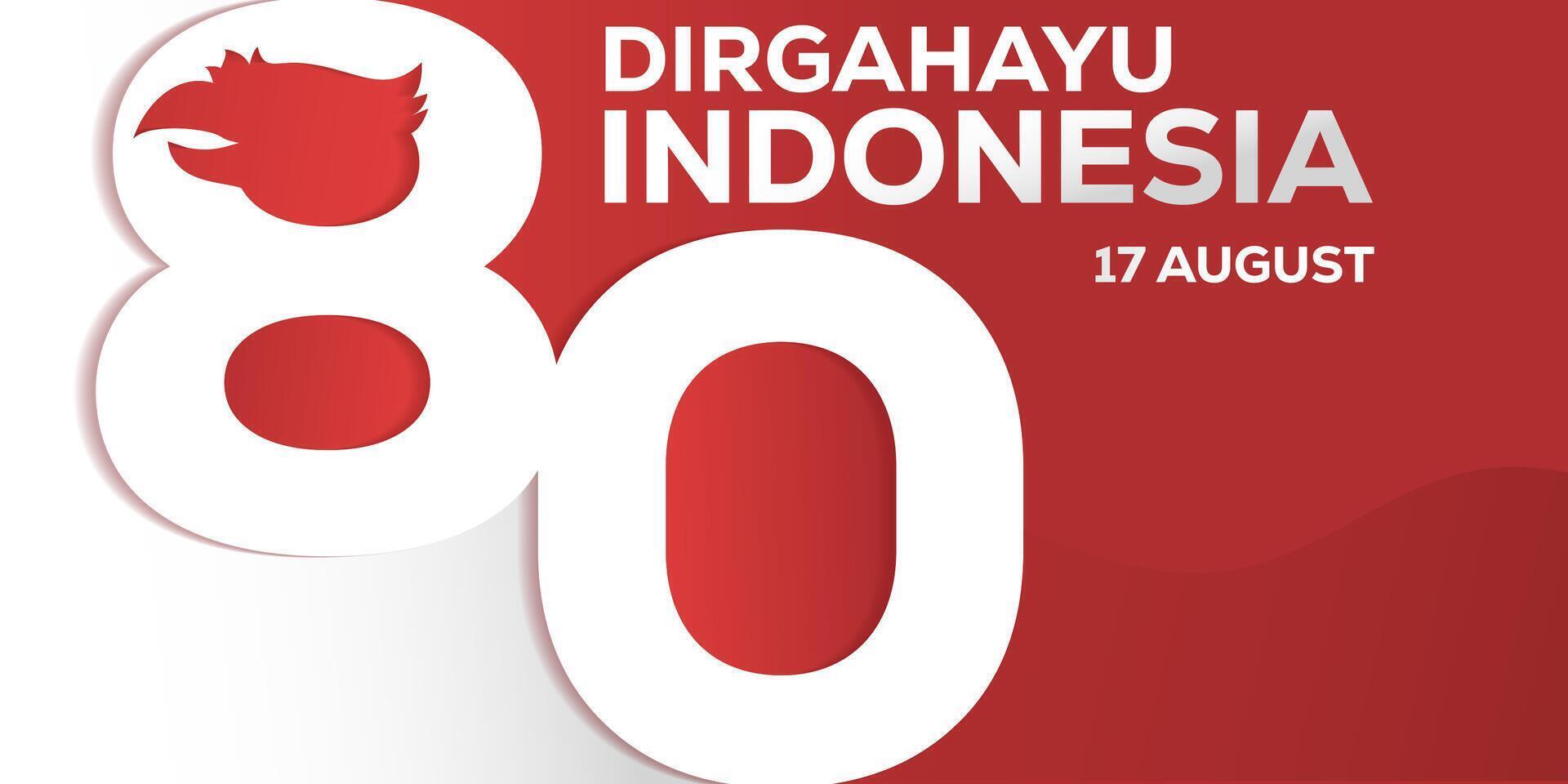80th indonesia independence day horizontal banner illustration vector