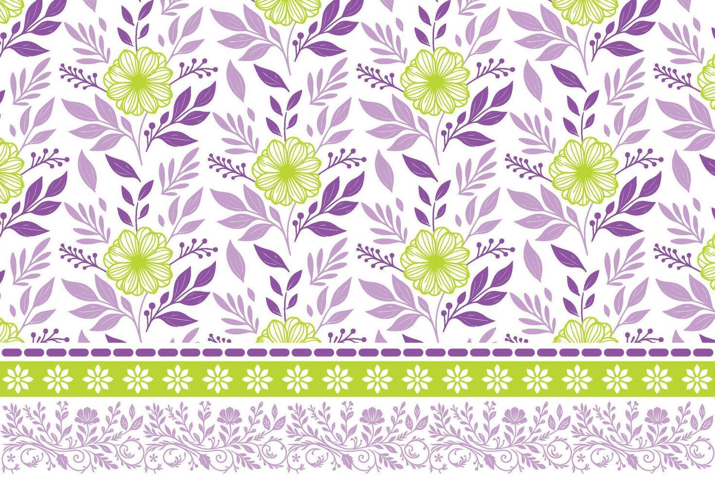 trendy botanical floral design. embroidery border in sketch outline. one line flower pattern in repeat. home textile and fashion fabric print vector