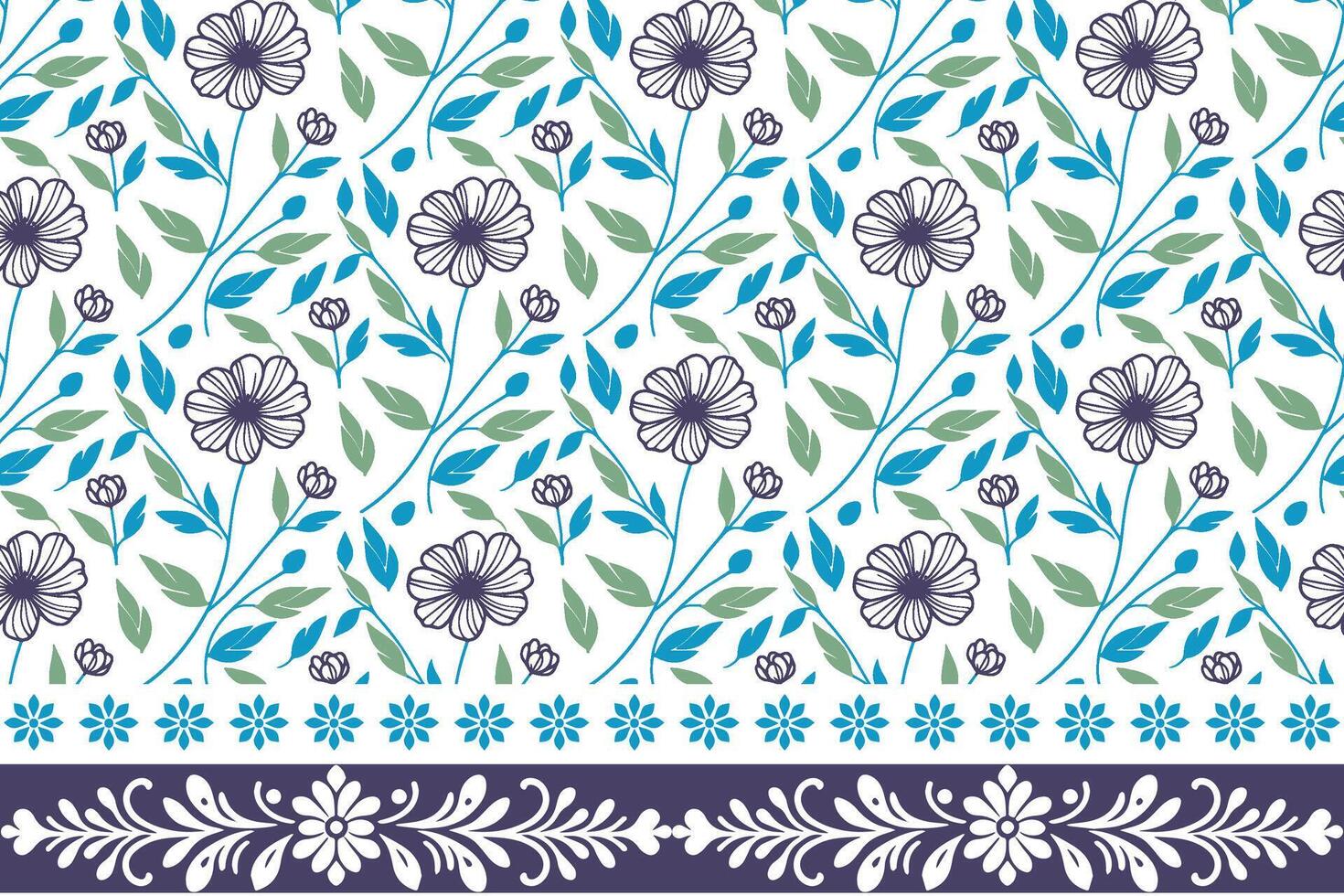 delicate one line flower sketch. embroidery border with outline motif. clean botanical textile pattern. home and fashion surface idea vector