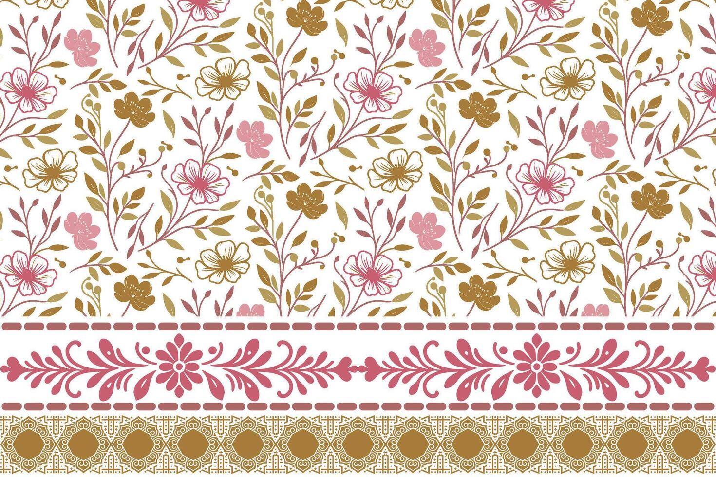 floral pattern in outline sketch. embroidery border motif in one line. modern textile surface design. suitable for bedding and kitchen wear vector