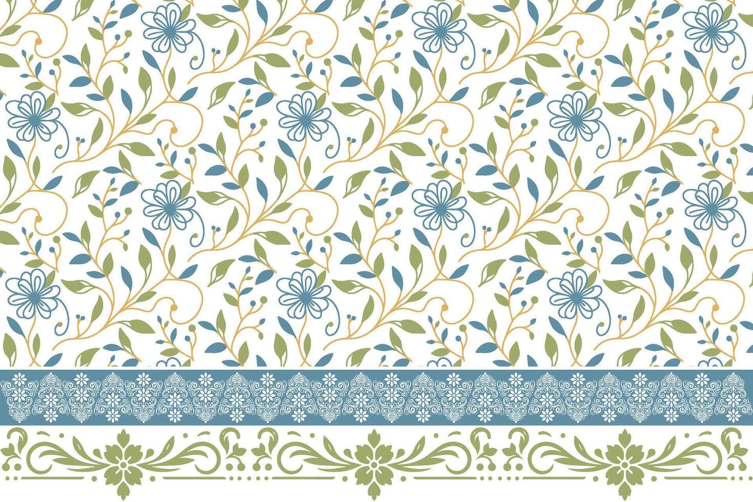 minimal floral repeat design. embroidery border with one line flower motif. botanical sketch textile. pillow cover and kitchen wear print vector