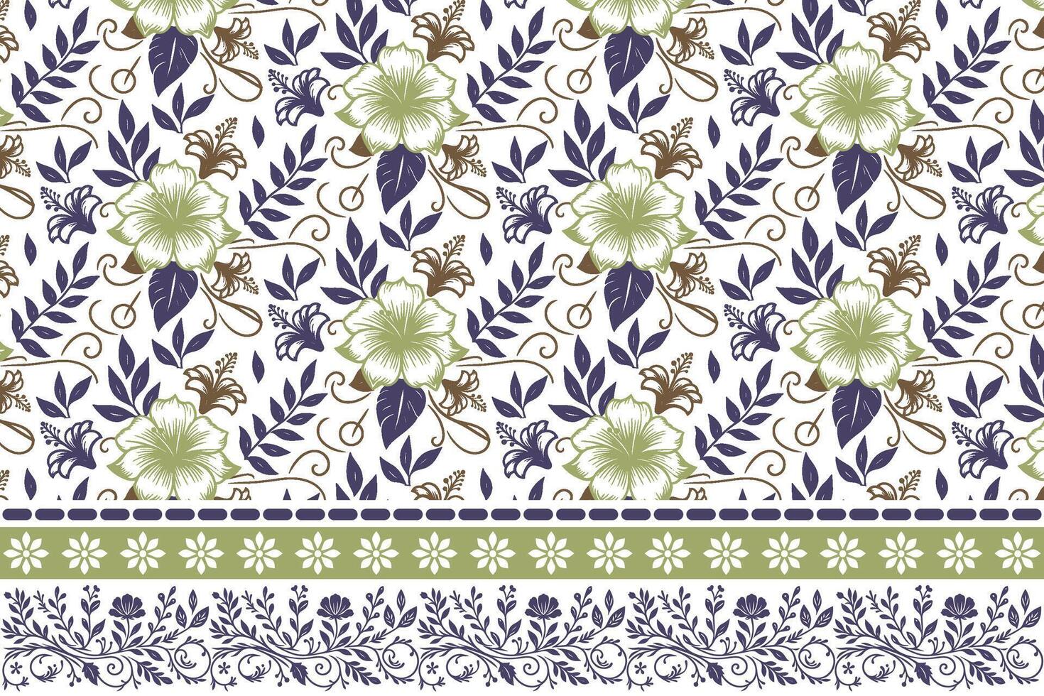 sketch floral repeat pattern. hand drawn embroidery border with petals. modern line art botanical design. suitable for fashion and home use vector