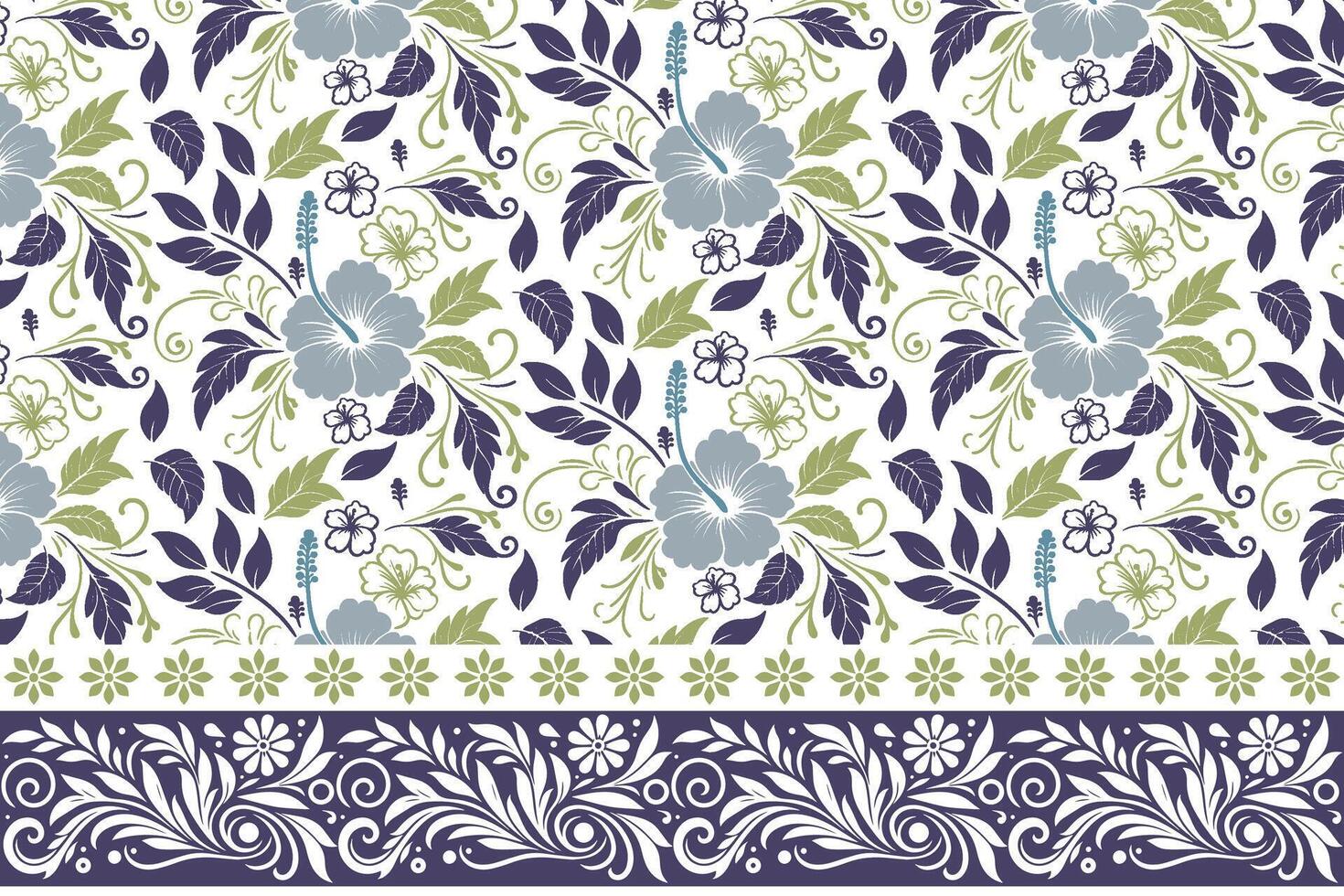 floral border pattern design. sketch line flowers and leaves. modern minimal textile repeat. embroidery inspired motif for household use vector