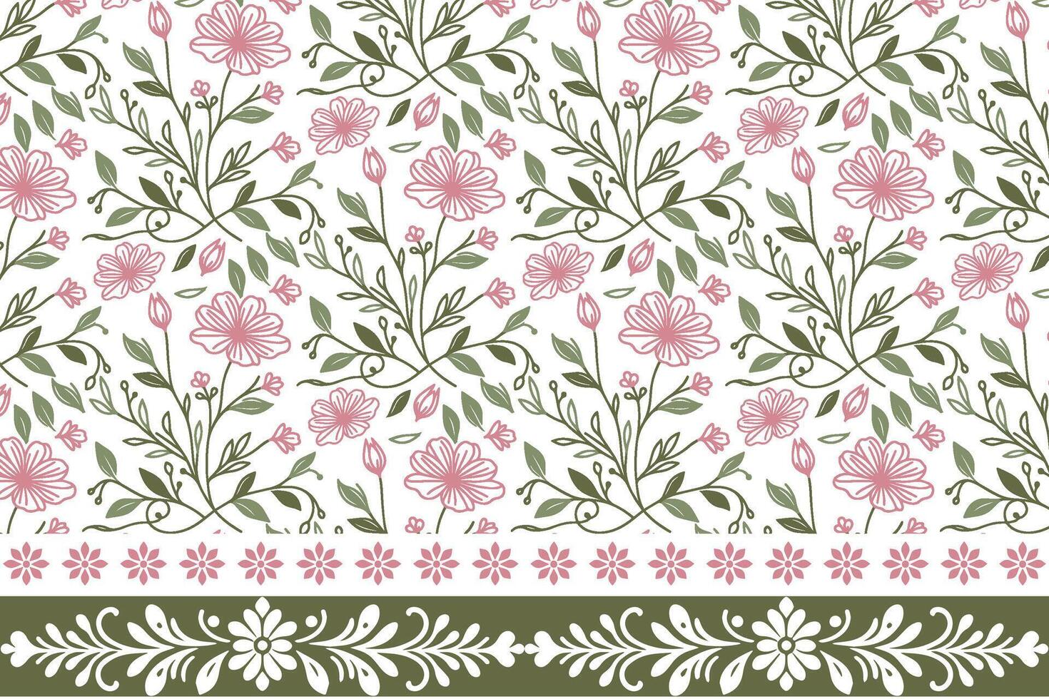 abstract botanical flower sketch. border embroidery line art. modern minimal one line motif. trendy pattern for textiles and accessories vector