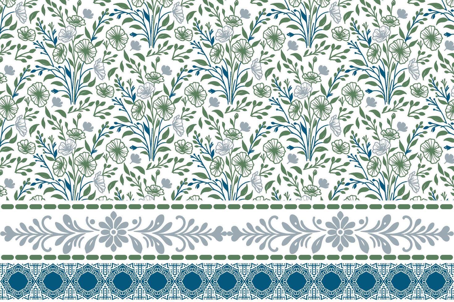 minimal one line flower design. botanical border embroidery sketch. clean and trendy floral pattern. suitable for bedding and kitchen wear vector