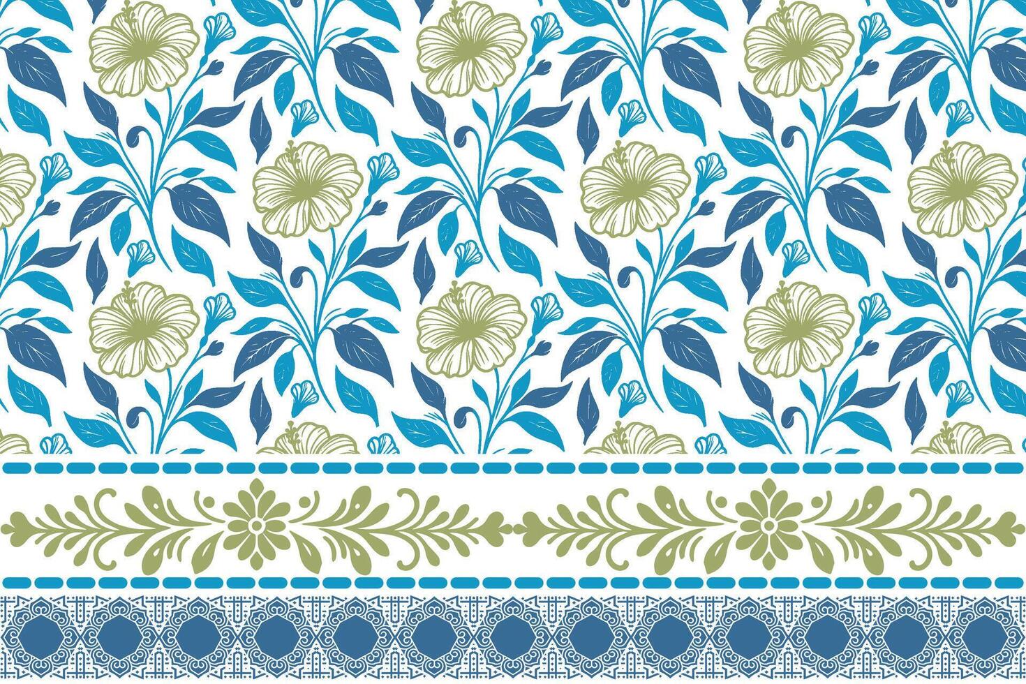 single line flower drawing. elegant embroidery edge with sketch florals. clean botanical repeat design. home textile and fashion fabric ready vector