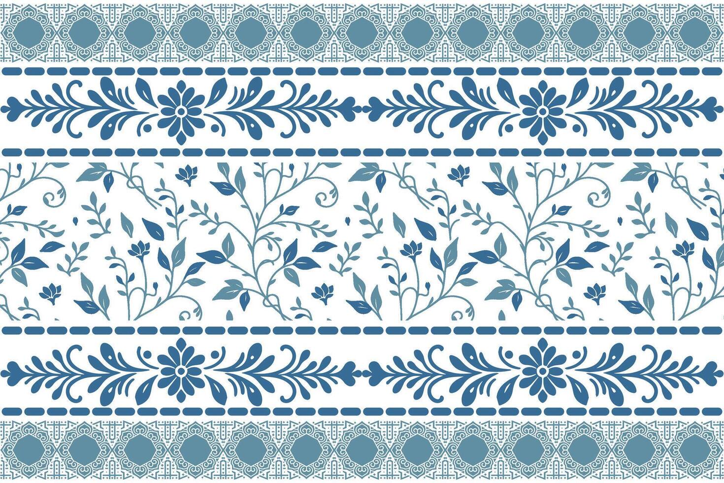 single line floral illustration in blue with delicate botanical curves and embroidery style borders for pillow textiles vector