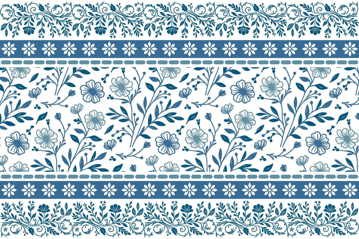outlined floral elements in soft blue with thin petal strokes and fine border detailing for home accessories vector