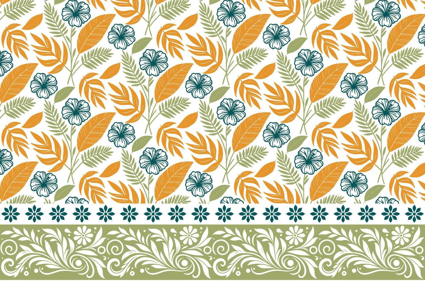 simple petal floral drawing. clean border design with outline sketch. modern botany inspired pattern. fashion forward textile for women wear vector