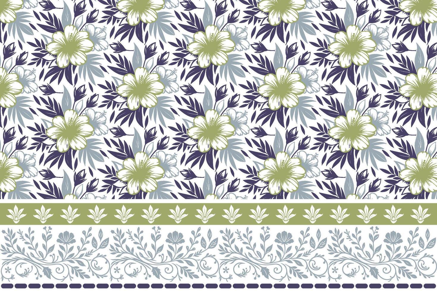 hand drawn floral elements. ornamental border with line art flowers. elegant botanical stems in repeat. stylish print for kitchen and pillow covers vector
