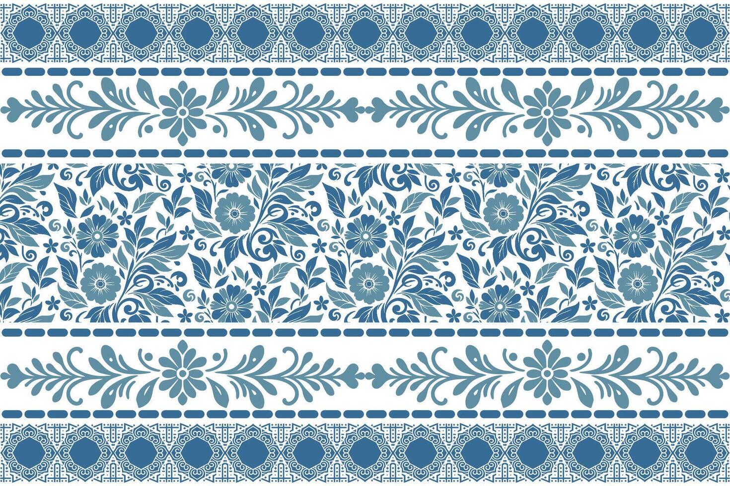 elegant blue floral drawing in one line technique with minimal leaf accents and balanced border structure vector