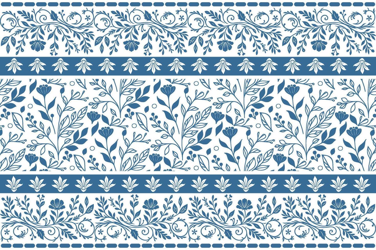 modern one line floral artwork with blue sketch elements and balanced border composition for kitchen wear and textiles vector