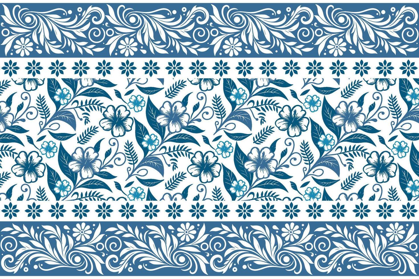 refined blue botanical sketch art with clean single line florals enclosed in a neat ornamental border arrangement vector