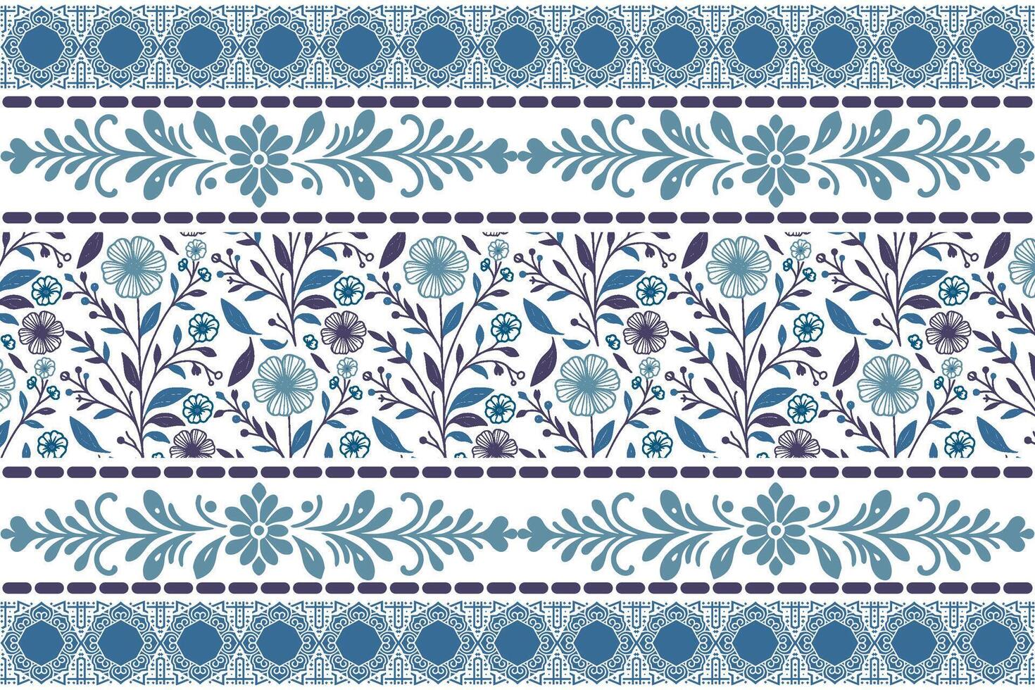 minimal floral artwork featuring clean blue line drawings of stems and petals bordered by elegant geometric outlines vector