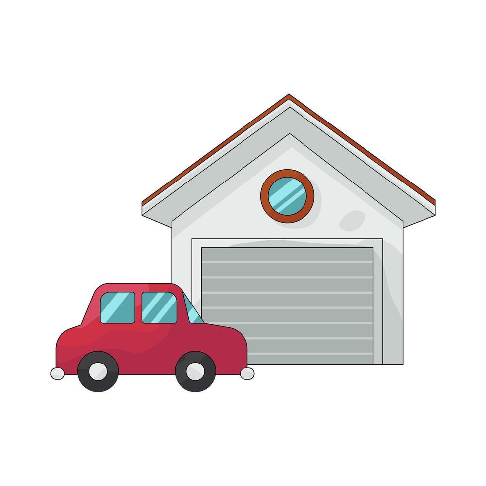 car with garage vector