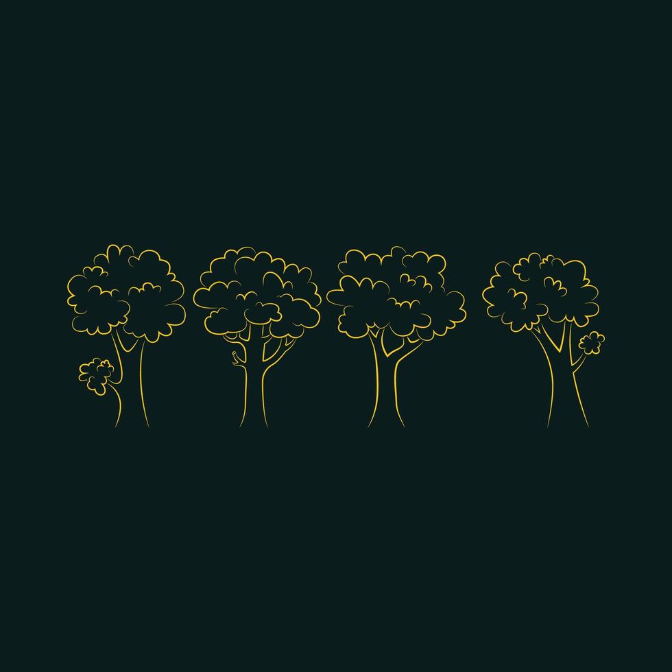 Set of trees luxury trendy applicable design elegant abstract illustration artwork vector