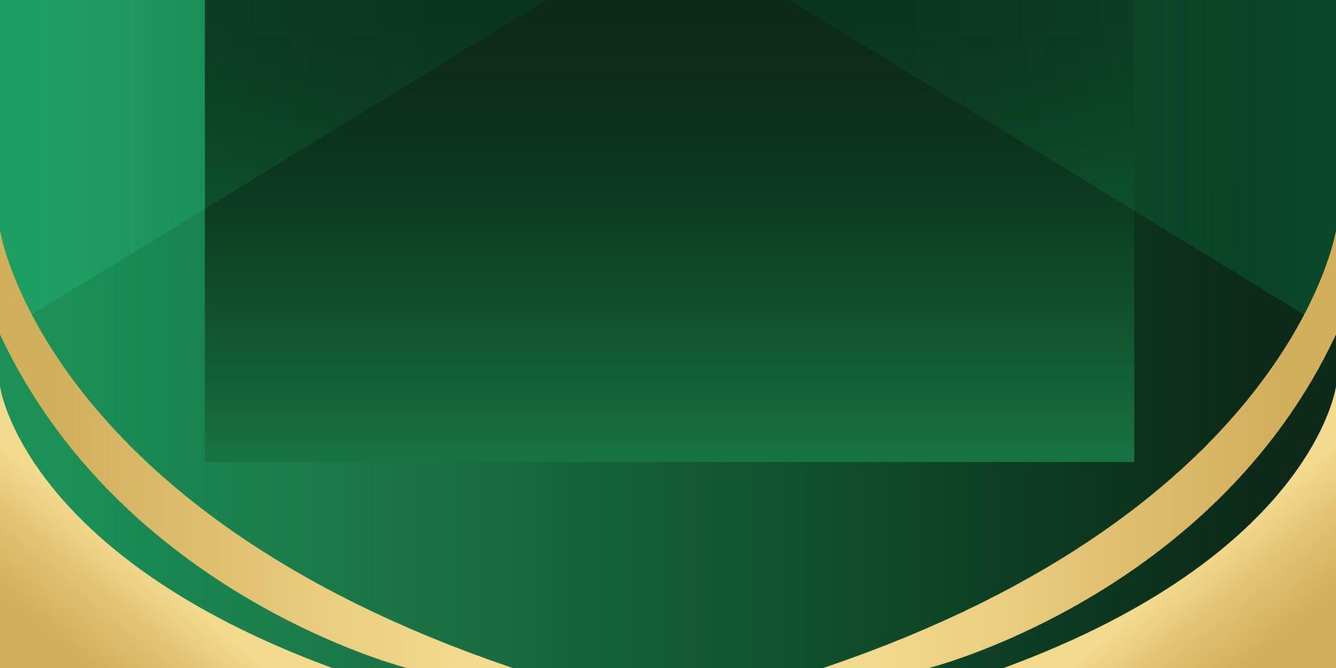 Emerald Green Abstract Background with Geometric Shapes and Gold Frame Border vector