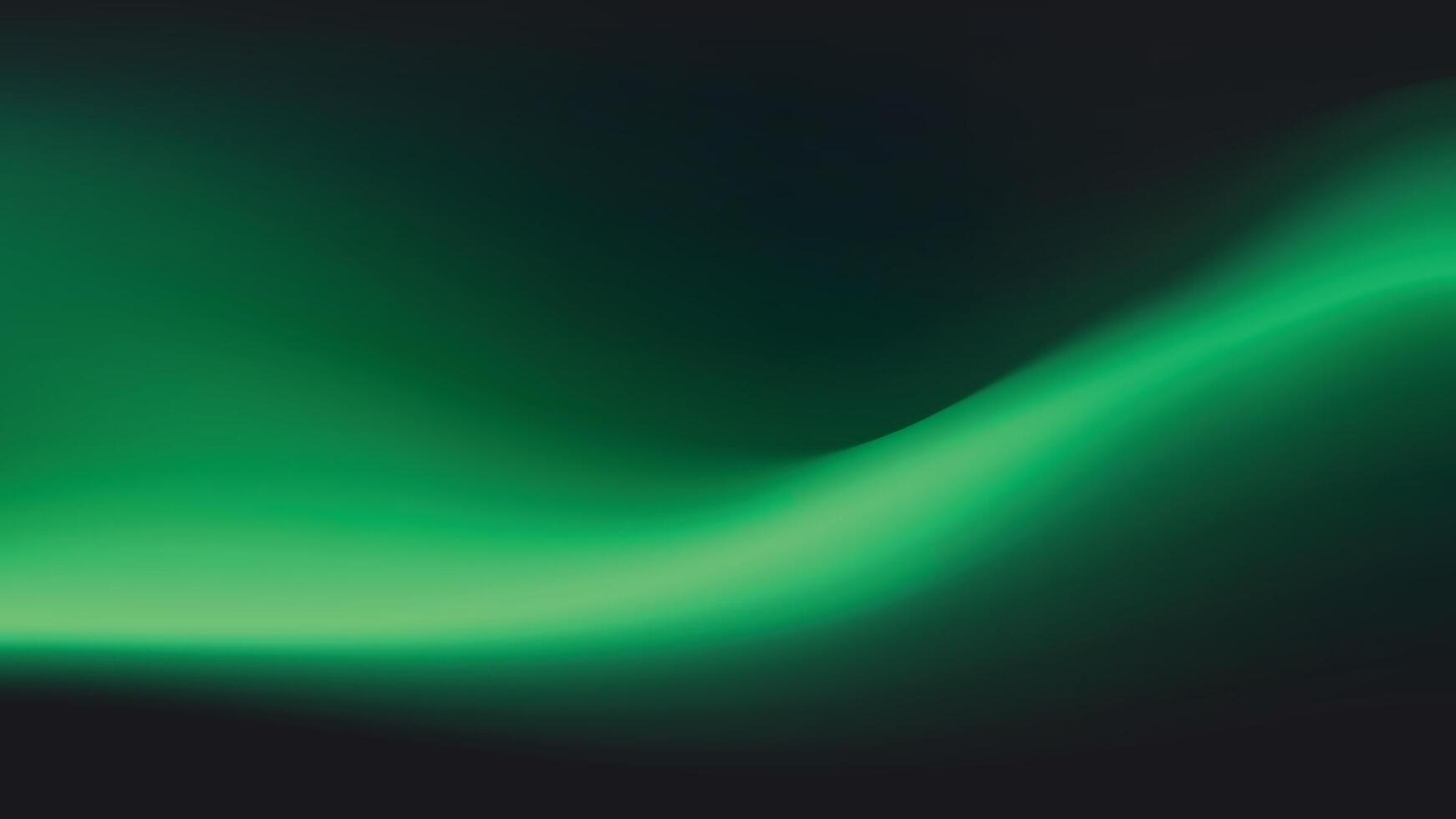 Emerald green wave gradient background. Glowing emerald green wave gradient isolated on a black backdrop. vector