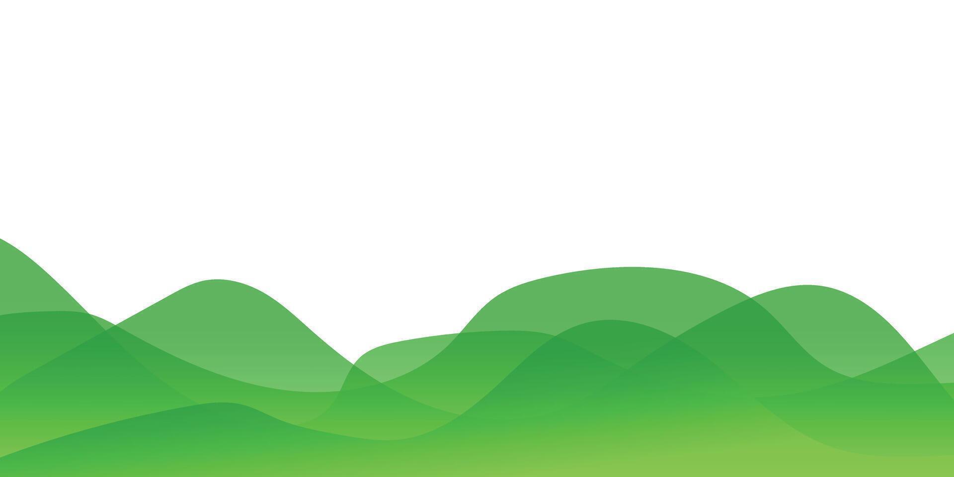 Minimal green abstract wave border on a white background with copy space for design vector