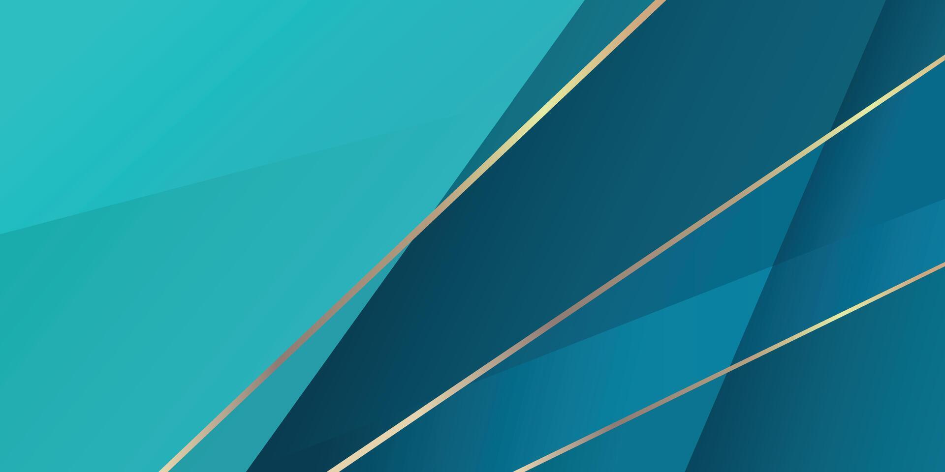 Luxury blue abstract background with geometric shapes and golden lines vector