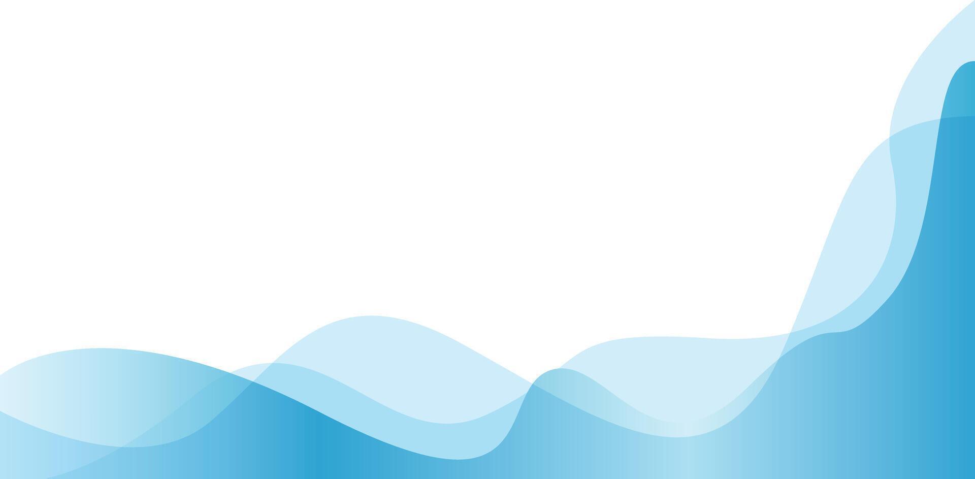 Abstract blue wave border on a white background with copy space vector