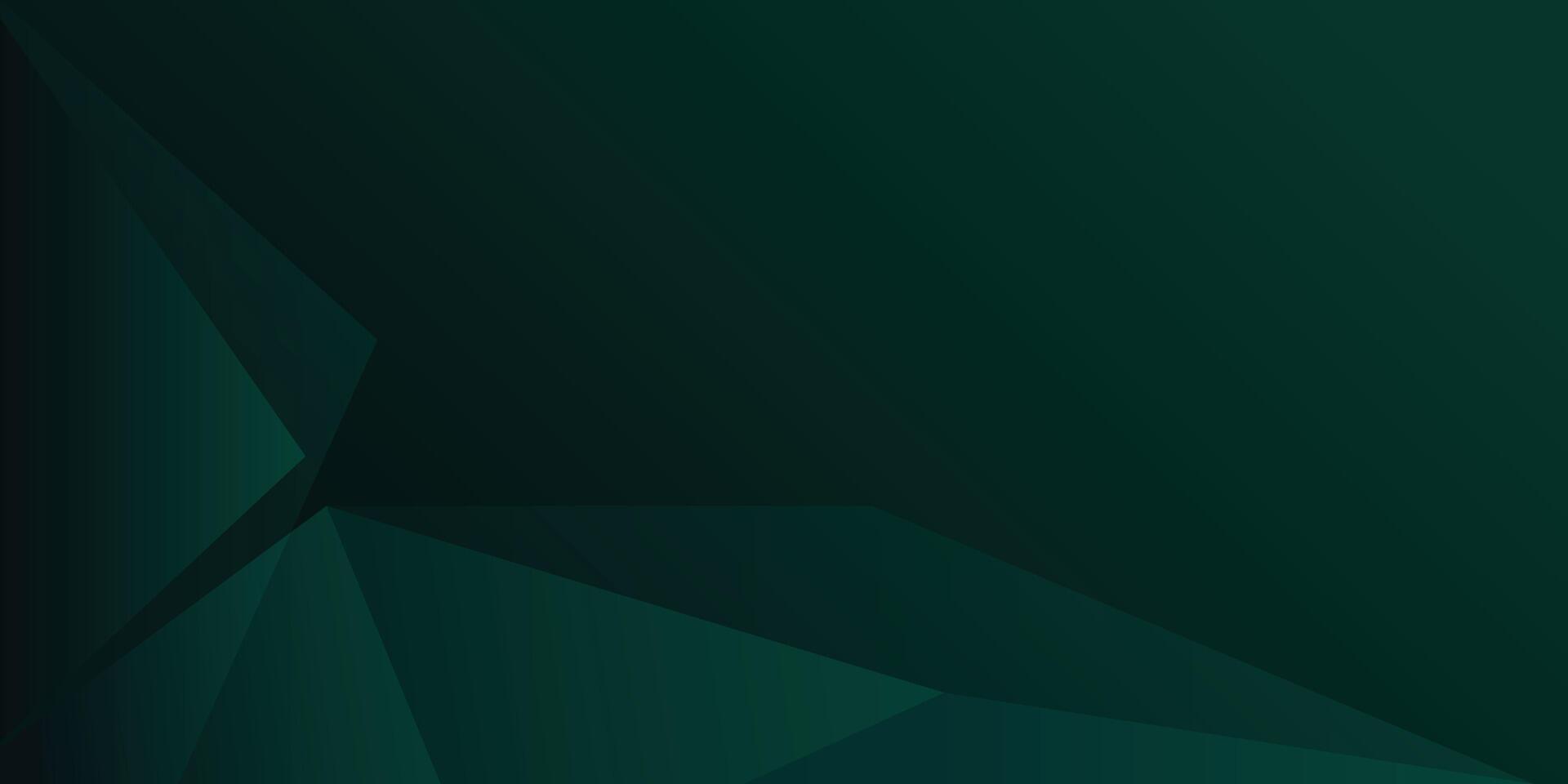 Dark emerald green abstract background with gradient color and geometric shapes border vector