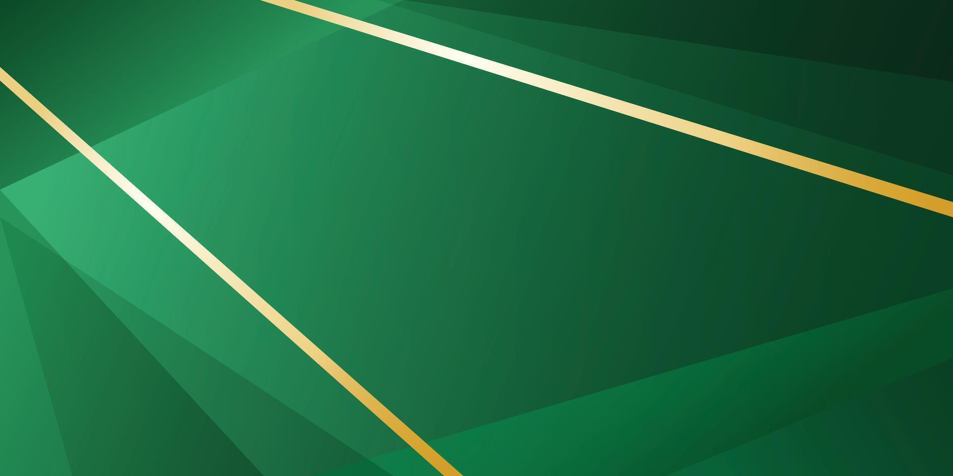 Modern emerald green abstract background with gradient colors, featuring abstract geometric shapes and gold lines vector